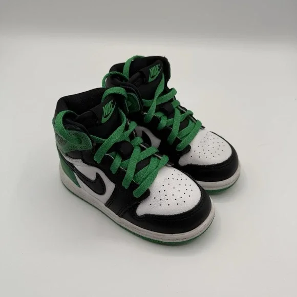 Jordan Kids Sneakers Black, White, and Green - Picture 2 of 15